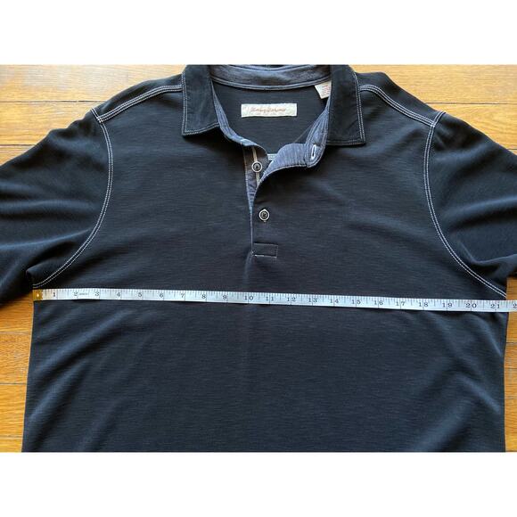 TOMMY BAHAMA Black Polo w/Contrast Stitch Trim sz M - Picture 6 of 9